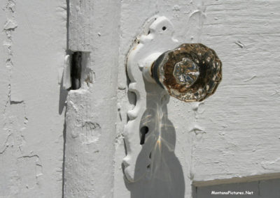 July picture of the glass door knob on the entrance of the Saint Wenceslaus Church in Danvers Montana. Image is from the Danvers Montana Picture Tour.