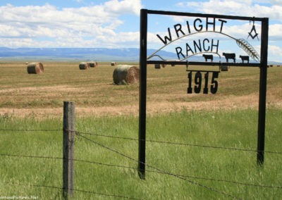 July picture of Wright Ranch sign near Danvers, Montana. Image is from the Danvers Montana Picture Tour.