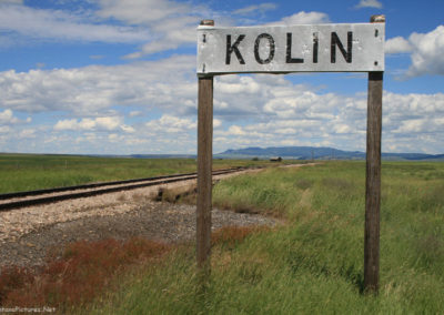 July picture of the Kolin Railroad sign in Kolin Montana. Image is from the Kolin Montana Picture Tour.