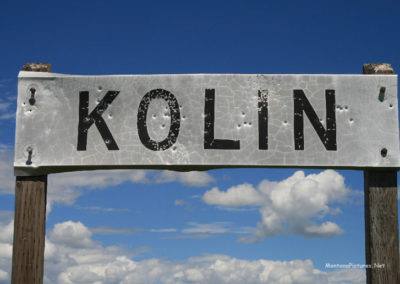 Close up picture of the Kolin Railroad sign in Kolin Montana. Image is from the Kolin Montana Picture Tour.