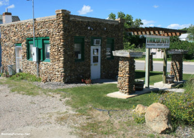 July picture of an antique gas station in Harlowton, Montana. Image is from the Harlowton Montana Picture Tour.