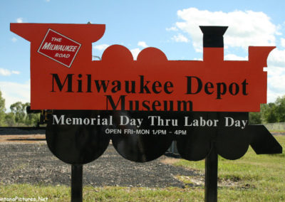 July picture of the Milwaukee Depot Museum sign in Harlowton, Montana. Image is from the Harlowton Montana Picture Tour.