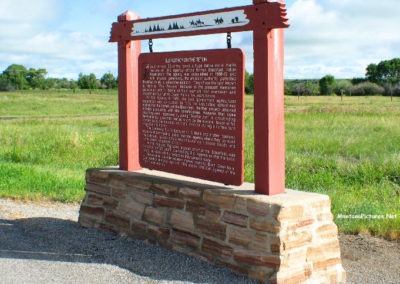 Picture of the Old Agency on the Teton Historical Sign on Highway 89 near Choteau Montana. Image is from the Heart Butte, Montana Picture Tour.