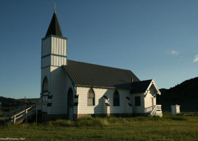 July picture of the Trinity Lutheran Church in Lennep, Montana. Image is from the Martinsdale and Lennep Town Montana Picture Tour.