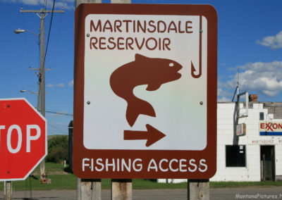 June picture of the Martinsdale Reservoir sign in Martinsdale, Montana. Image is from the Martinsdale and Lennep Town Montana Picture Tour.