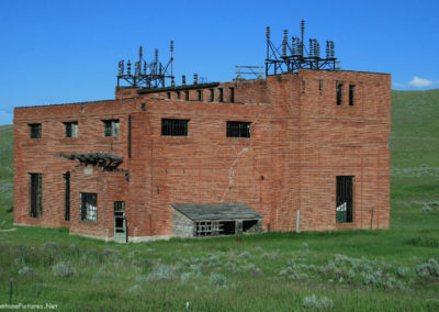 June 2013 picture of a Milwaukee Railroad brick transformer station located west of Lennep, Montana. Image is from the Martindale and Lennep Town Montana Picture Tour.