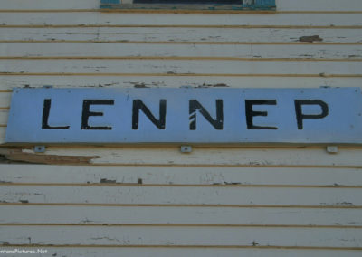 June picture of the old Rail Road Sign on the side of the old Lennep Mercantile in Lennep, Montana. Image is from the Martinsdale and Lennep Town Montana Picture Tour.