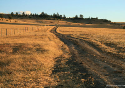 October picture of the private dirt road to the Crown Butte Preserve trail head. Image is from the Crown Butte Preserve & Simms Montana Picture Tour.