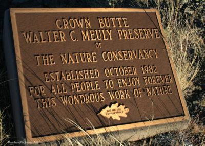 October picture of the Nature Conservancy Plaque on the summit of Crown Butte. Image is from the Crown Butte Preserve & Simms Montana Picture Tour.