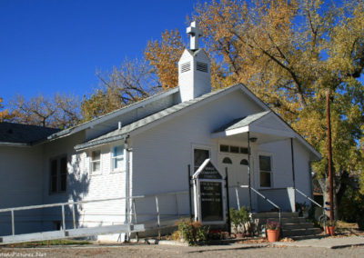October picture of the Simms Community Church in Simms, Montana. Image is from the Crown Butte Preserve & Simms Montana Picture Tour.