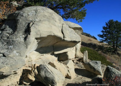 October picture of the sandstone formations on the trail up Crown Butte. Image is from the Crown Butte Preserve & Simms Montana Picture Tour.