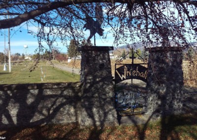 November picture of the Whitehall Cemetery entrance gate in Whitehall, Montana. Image is from the Whitehall Montana Picture Tour.