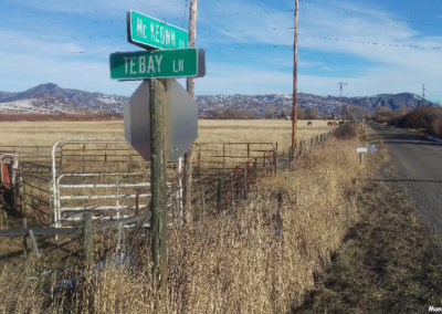 November picture of the intersection of McKeown and Tebay Roads east of Whitehall, Montana. Image is from the Whitehall Montana Picture Tour.