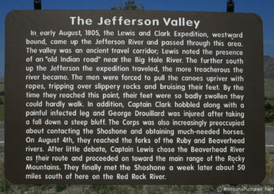 July picture of the Jefferson Valley Historical Marker on Highway 55 south of Whitehall, Montana. Image is from the Whitehall Montana Picture Tour.
