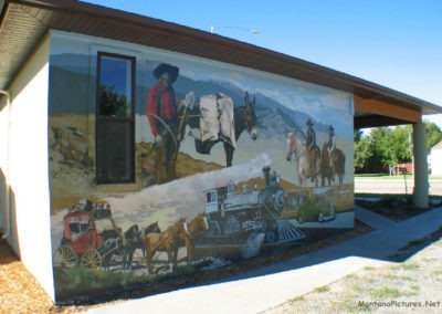 August picture of a Miner Mural in Whitehall, Montana. Image is from the Whitehall Montana Picture Tour.