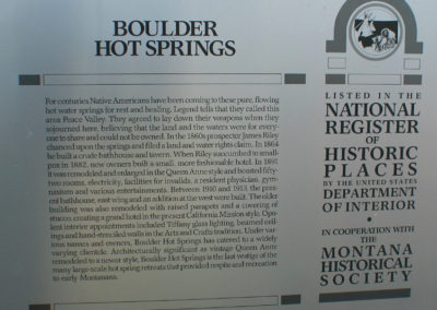 September picture of the Montana Historical Society sign at Boulder Hot Springs. Image is from the Boulder Montana Picture Tour.