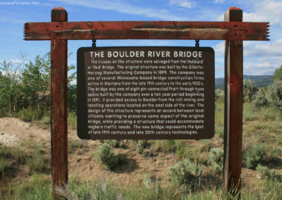 June picture of the Herzog Bridge Historical sign along Highway 69 south of Boulder, Montana. Image is from the Boulder Montana Picture Tour.