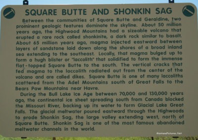 July picture of the Square Butte Geology Sign at the Highway 80 Interruptive Center. Image is from the Geraldine and Square Butte Montana Picture Tour.