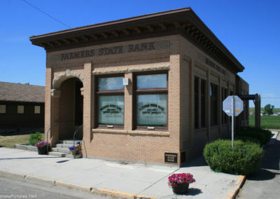 July picture of the Farmers State Bank in Denton, Montana. Image is from the Denton Montana Picture Tour.