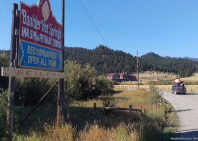 November picture of the entrance sign to Boulder Hot Springs south of Boulder, Montana. Image is from the Boulder Montana Picture Tour.