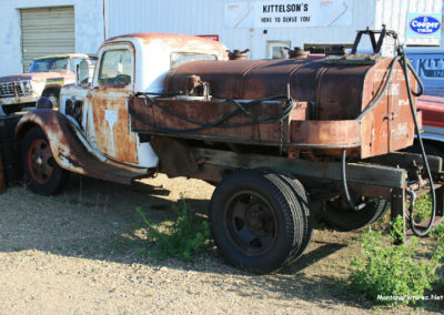 A June picture of an old fuel truck in Westby, Montana. Image is from the Westby Montana Picture Tour.