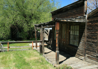 June picture of an old wooden hotel in Virginia City, Montana. Image is from the Virginia City, Montana Picture Tour.