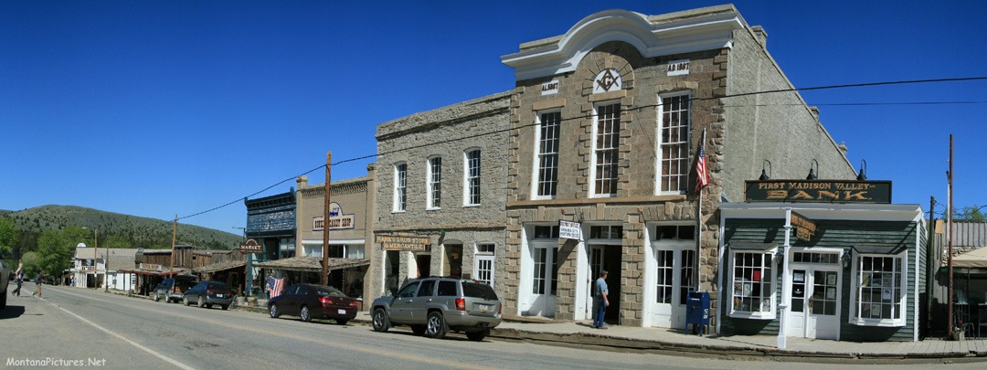 June panorama of the US Post Office in Virginia City, Montana. Image is from the Virginia City, Montana Picture Tour.