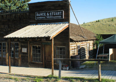 July picture of a Log Building with a False front in Virginia City, Montana. Image is from the Virginia City, Montana Picture Tour.