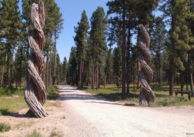 Picture of the Entrance to the Blackfoot Pathways: Sculpture In the Wild. Image is from the Lincoln, Montana Picture Tour.