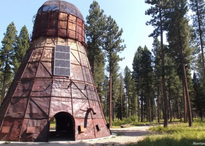 Picture of the doorway into the Former Delaney “TeePee Burner” east of Lincoln Montana. Image is from the Lincoln, Montana Picture Tour.