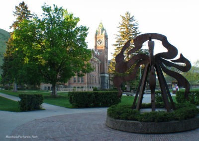 The Metal Sculpture called “TeePee Burner” North of Main Hall in Missoula, Montana. Image is from the Lincoln, Montana Picture Tour.