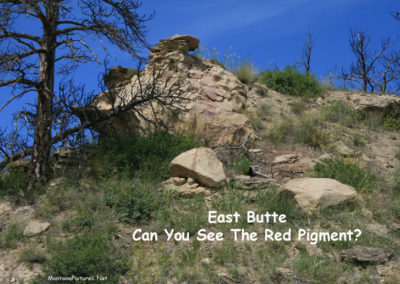 Distant June picture of the ancient painted rocks near the Crooked Creek Campground. Image is from the Fort Peck Lake Montana Picture Tour.