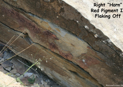 Close up June picture of red pigment painted on the rocks near the Crooked Creek Campground. Image is from the Fort Peck Lake Montana Picture Tour.