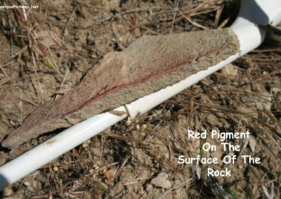 Close up picture of red pigment painted on the rocks near the Crooked Creek Campground. Image is from the Fort Peck Lake Montana Picture Tour.