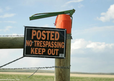 May picture of a No Trespassing Sign outside Valier Montana. Image is from the Fort Peck Lake Montana Picture Tour.