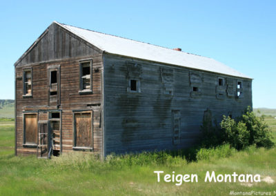 August picture of the north side of the only building in Teigen Montana. Image is from the War Horse National Wildlife Refuge Picture Tour.