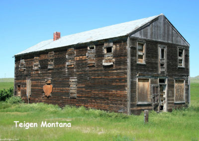 August picture of the south side of the only building in Teigen Montana. Image is from the War Horse National Wildlife Refuge Picture Tour.