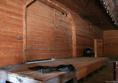 February picture of the wooden stage in the Stearns Barn. Image is from the Augusta Montana Picture Tour.