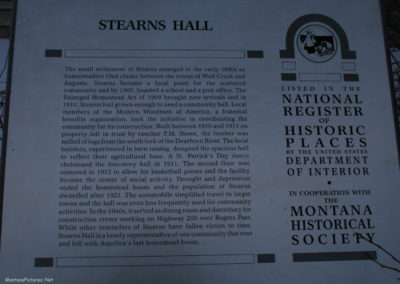 February picture of the Stearns Barn Historical Marker. Image is from the Augusta Montana Picture Tour.