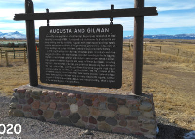 February picture of the New Augusta Historical Marker on Highway 287. Image is from the Augusta Montana Picture Tour.