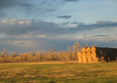 April sunset picture of a Hay Stack near the Stearns Road. Image is from the Augusta Montana Picture Tour.