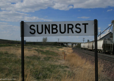 May picture of the Sunburst Railroad Sign west of Sunburst. Image is from the Sunburst Montana Picture Tour.