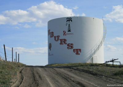 May picture of the Sunburst municipal water tank. Image is from the Sunburst Montana Picture Tour.
