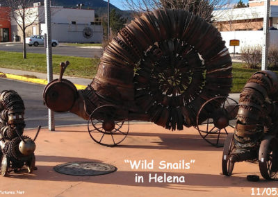 November picture of the Snail Sculpture in Helena Montana. Image is from the Helena Montana Winter Picture Tour.