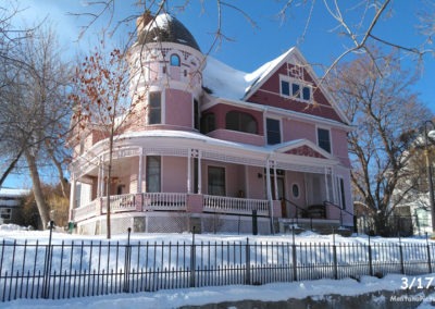 March picture of a Pink Mansion in Helena Montana. Image is from the Helena Montana Winter Picture Tour.