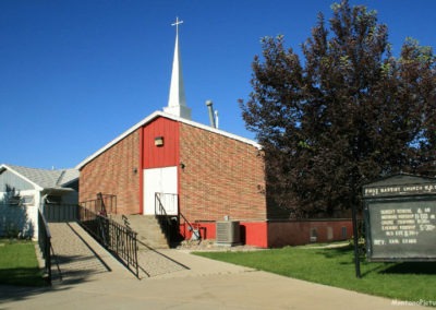 July picture of the First Baptist Church in Shelby. Image is from the Shelby Montana Picture Tour.