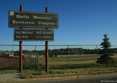 July picture of the Shelby Memorial Recreation Complex sign. Image is from the Shelby Montana Picture Tour.