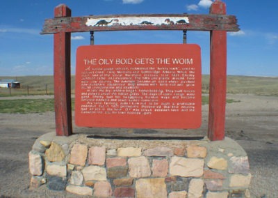 July picture of the Montana Transportation Historical Sign on Highway 2 in Shelby. Image is from the Shelby Montana Picture Tour.