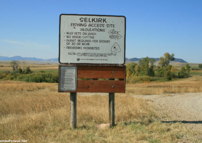 September picture of the Selkirk Fishing Access Sign near Two Dot. Image is from the Two Dot Montana Picture Tour.