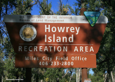 September picture of the Howrey Island Recreation Area Sign located East of Hysham Montana. Image is from the Hysham Montana Picture Tour.